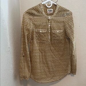 Anthropologie Holding Horses Patterned Blouse in golden Brown and White